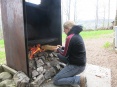 Making fire for the lunch picknick. 